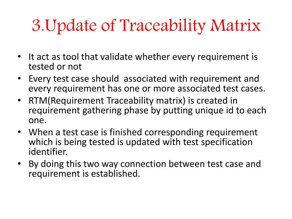 3 update of traceability matrix