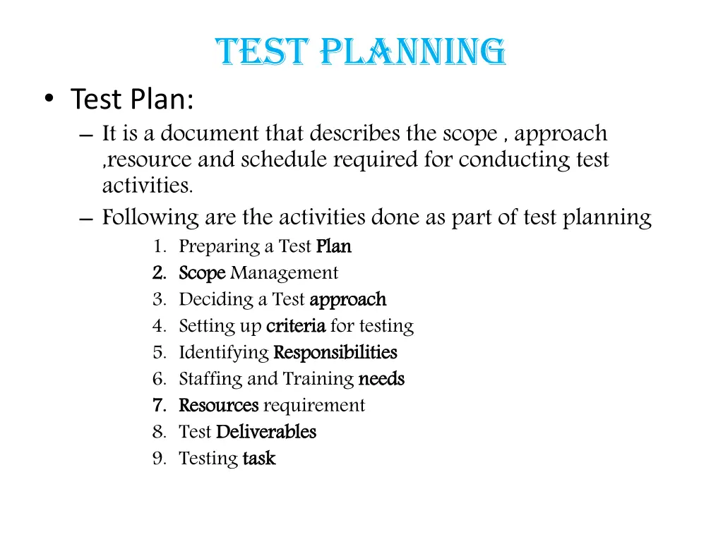 test planning