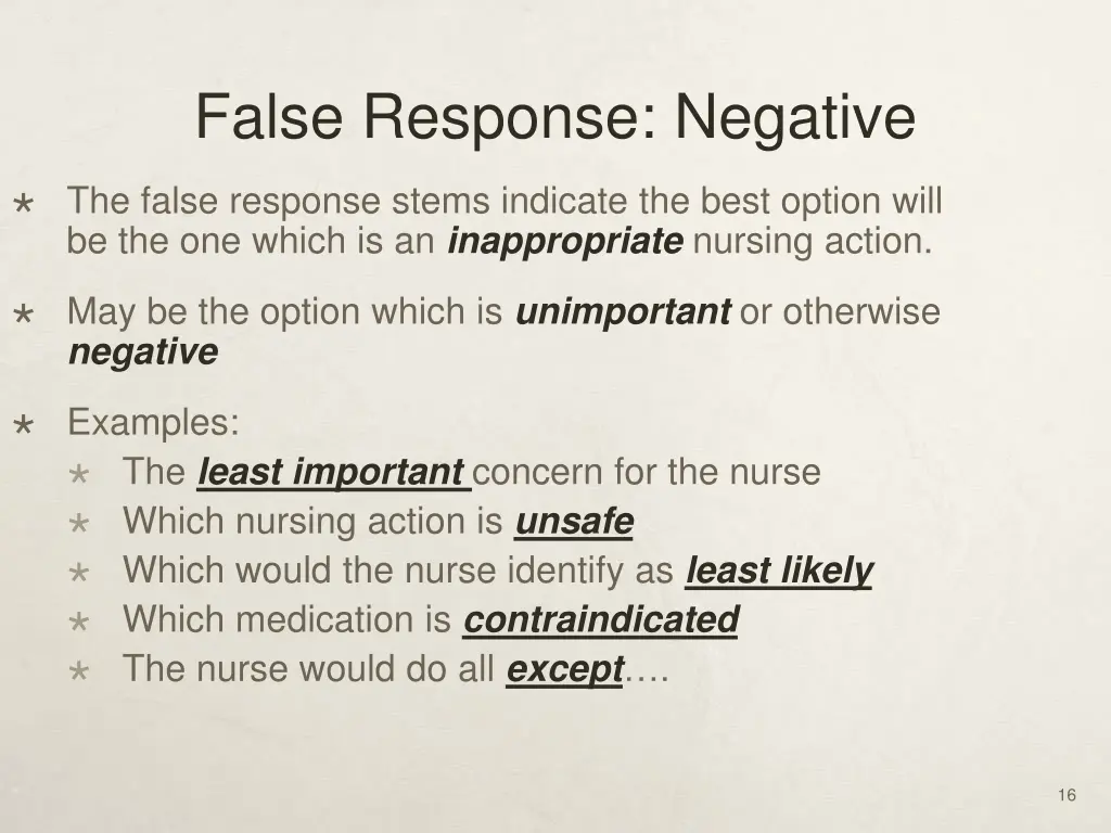 false response negative