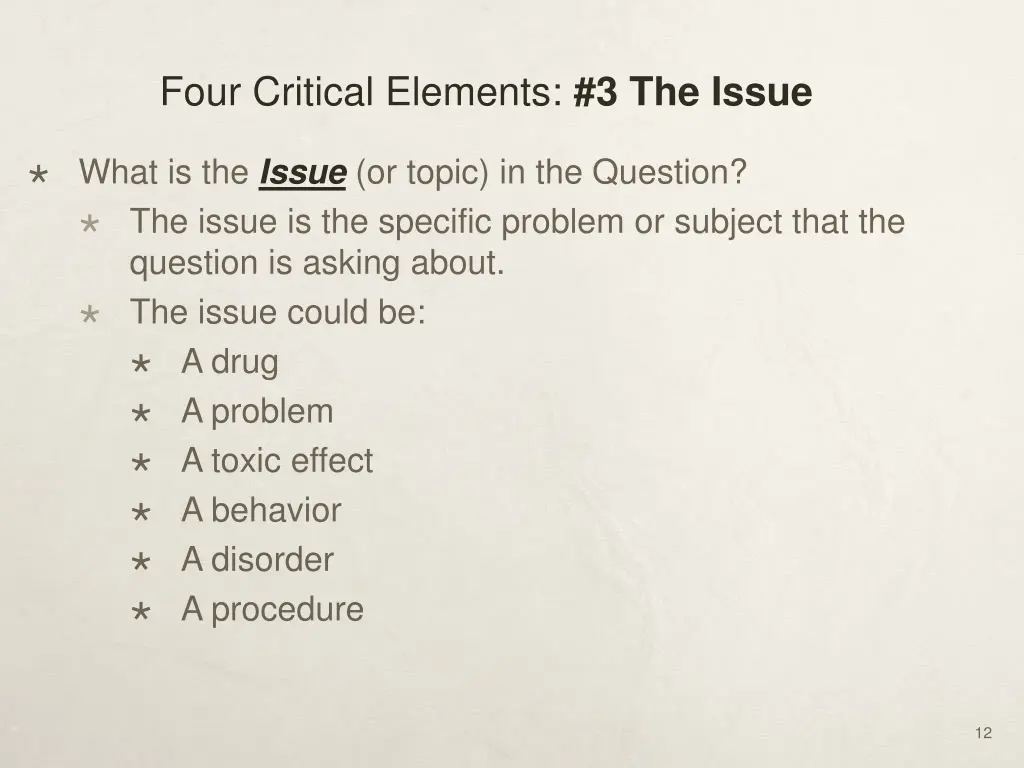 four critical elements 3 the issue