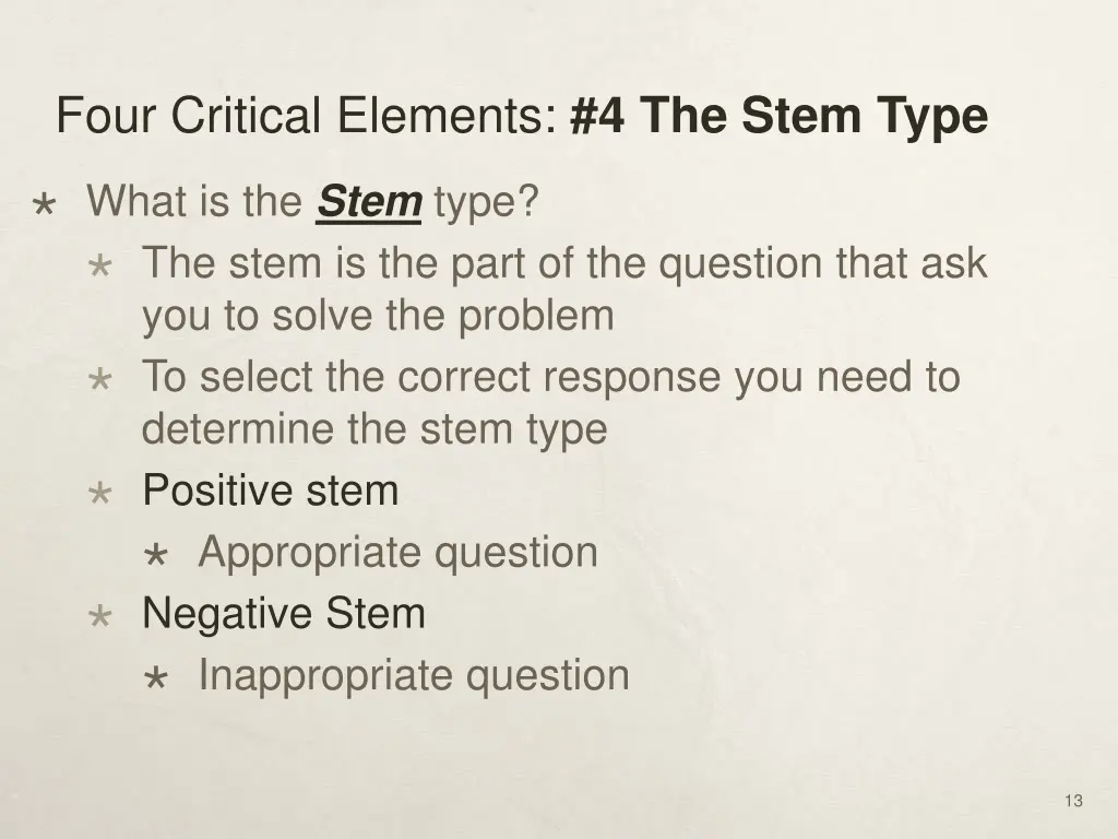 four critical elements 4 the stem type