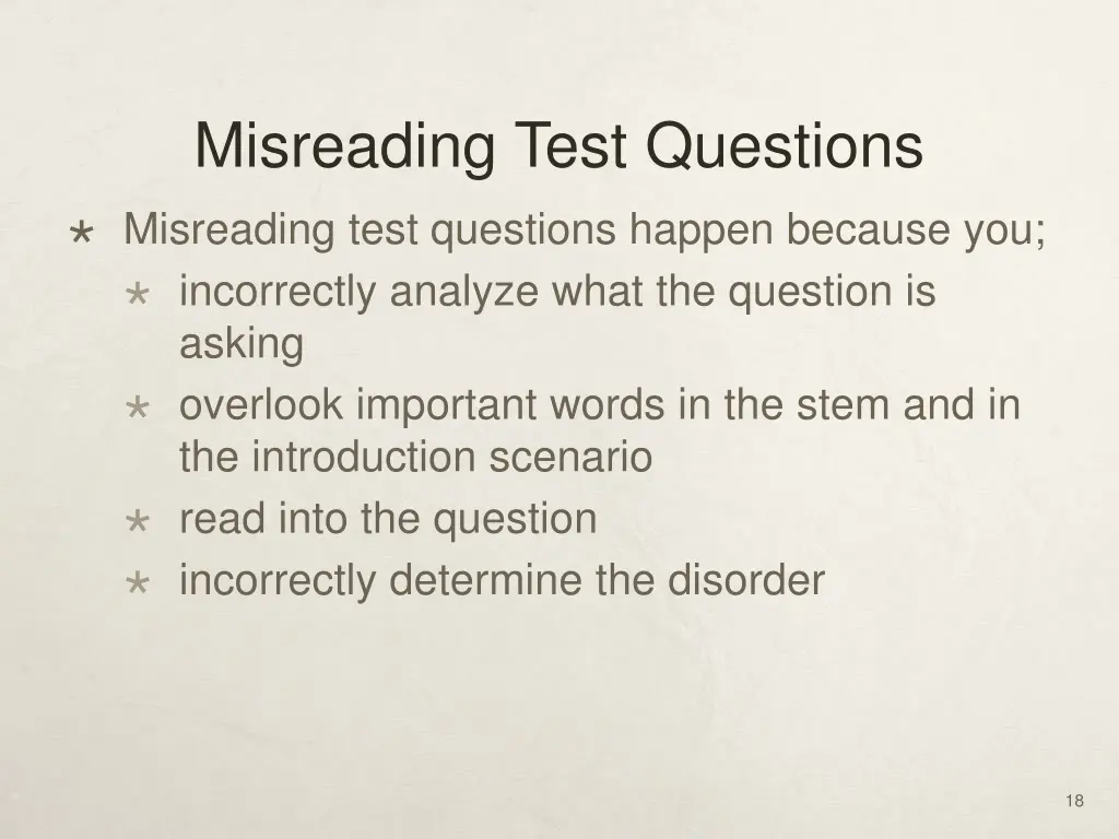 misreading test questions