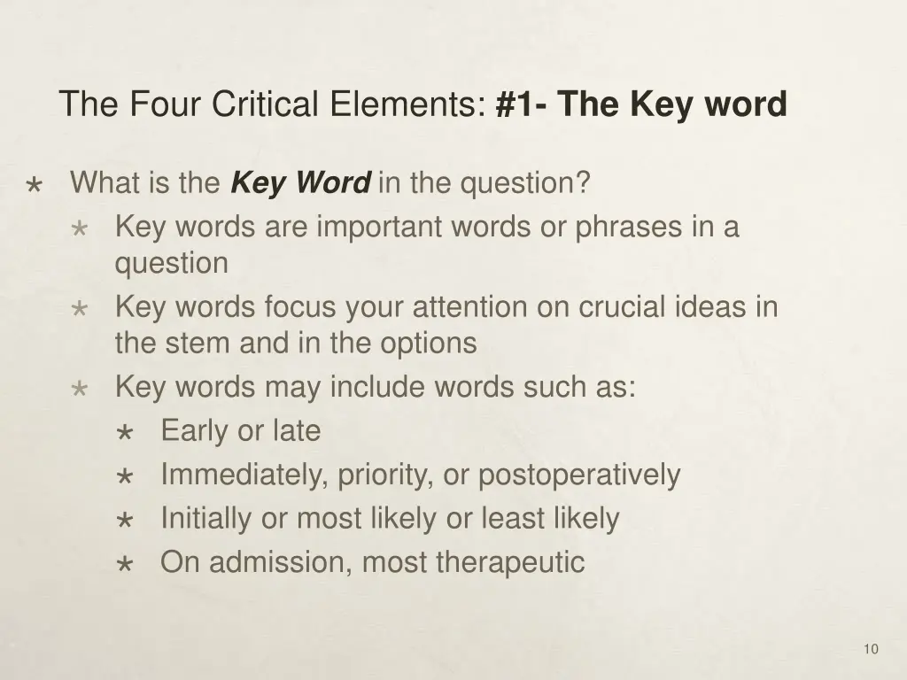 the four critical elements 1 the key word