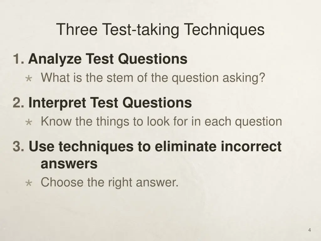 three test taking techniques