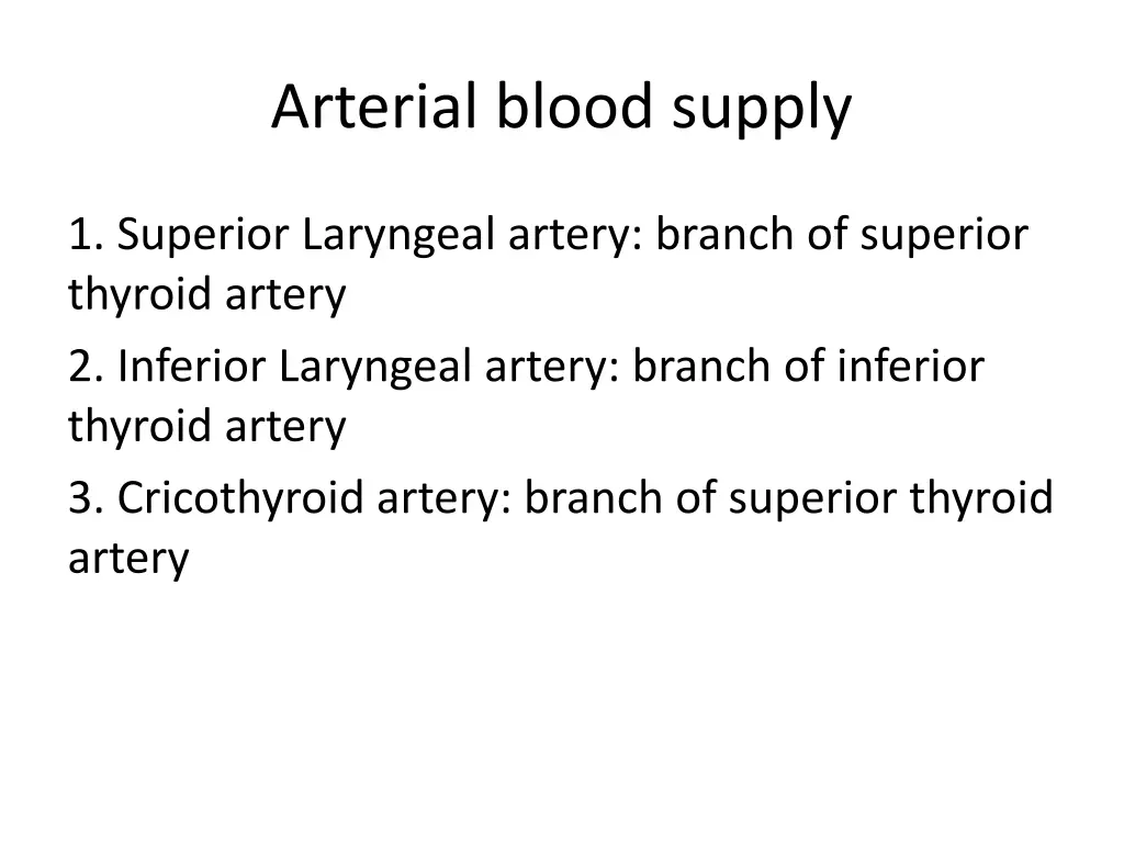 arterial blood supply