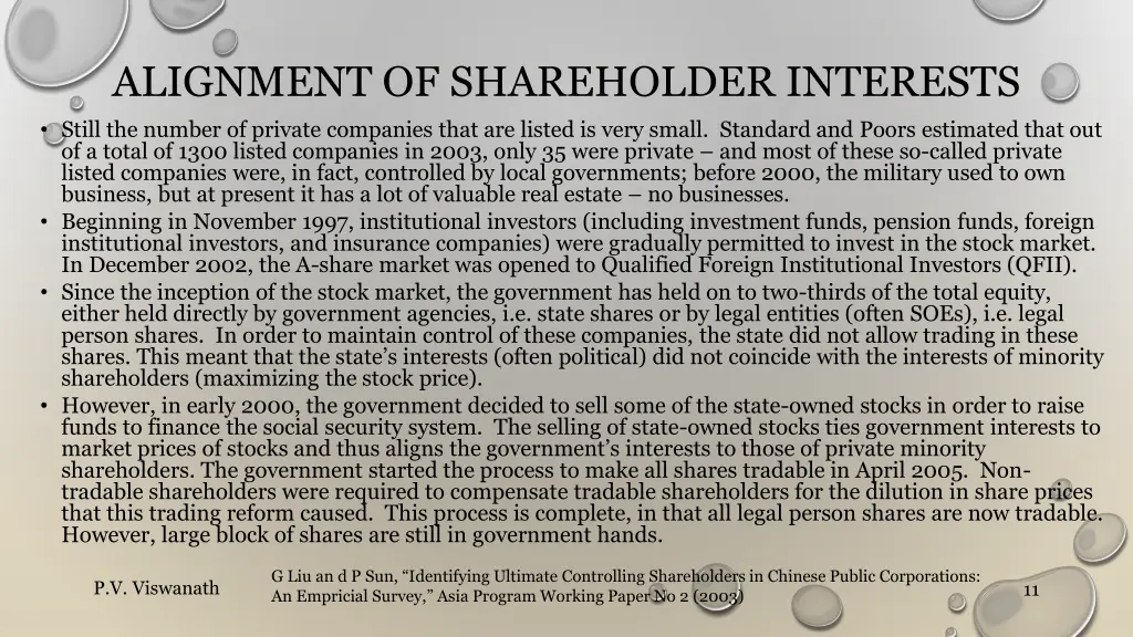 alignment of shareholder interests still