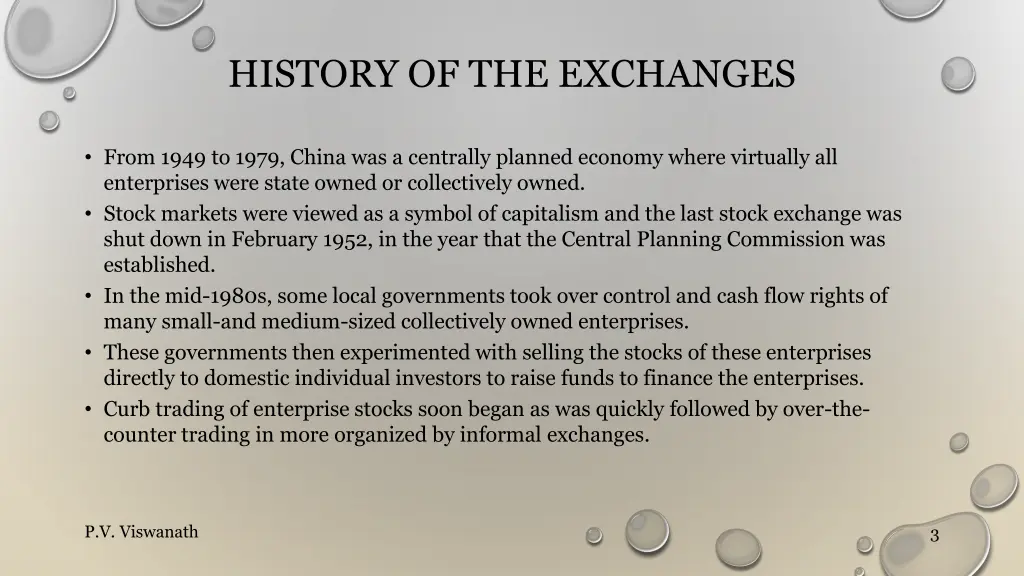 history of the exchanges