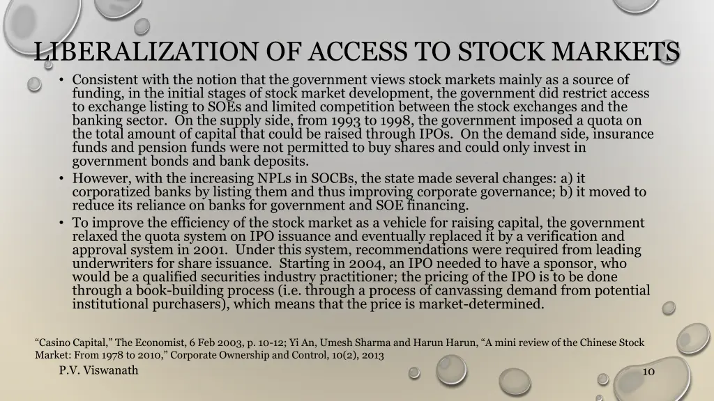 liberalization of access to stock markets