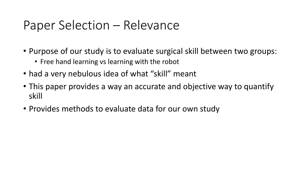 paper selection relevance