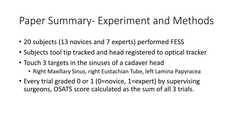 paper summary experiment and methods