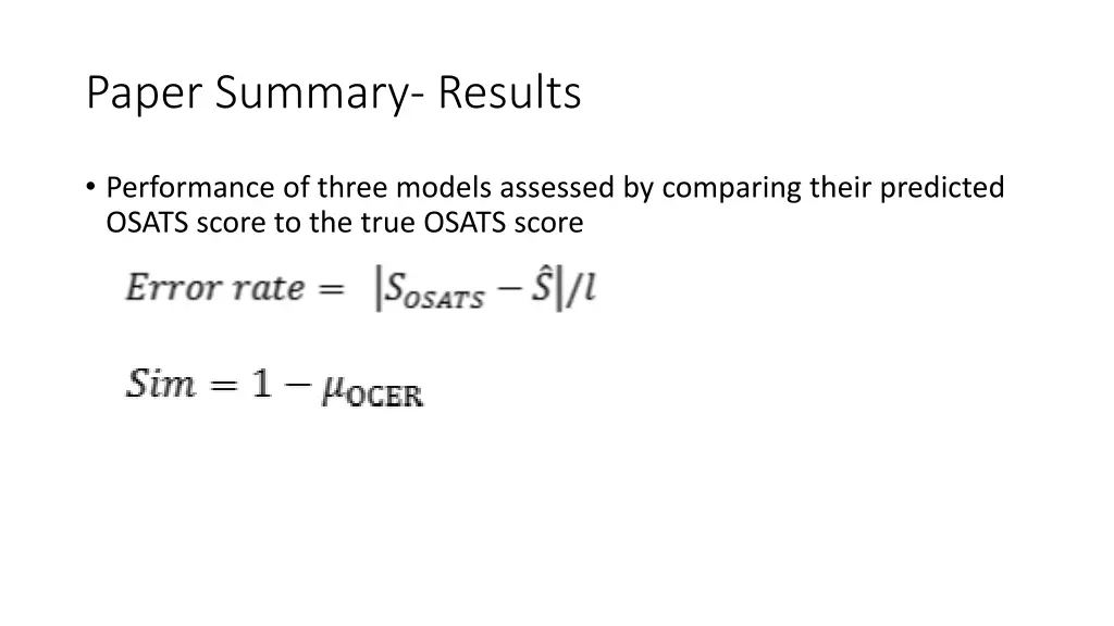 paper summary results