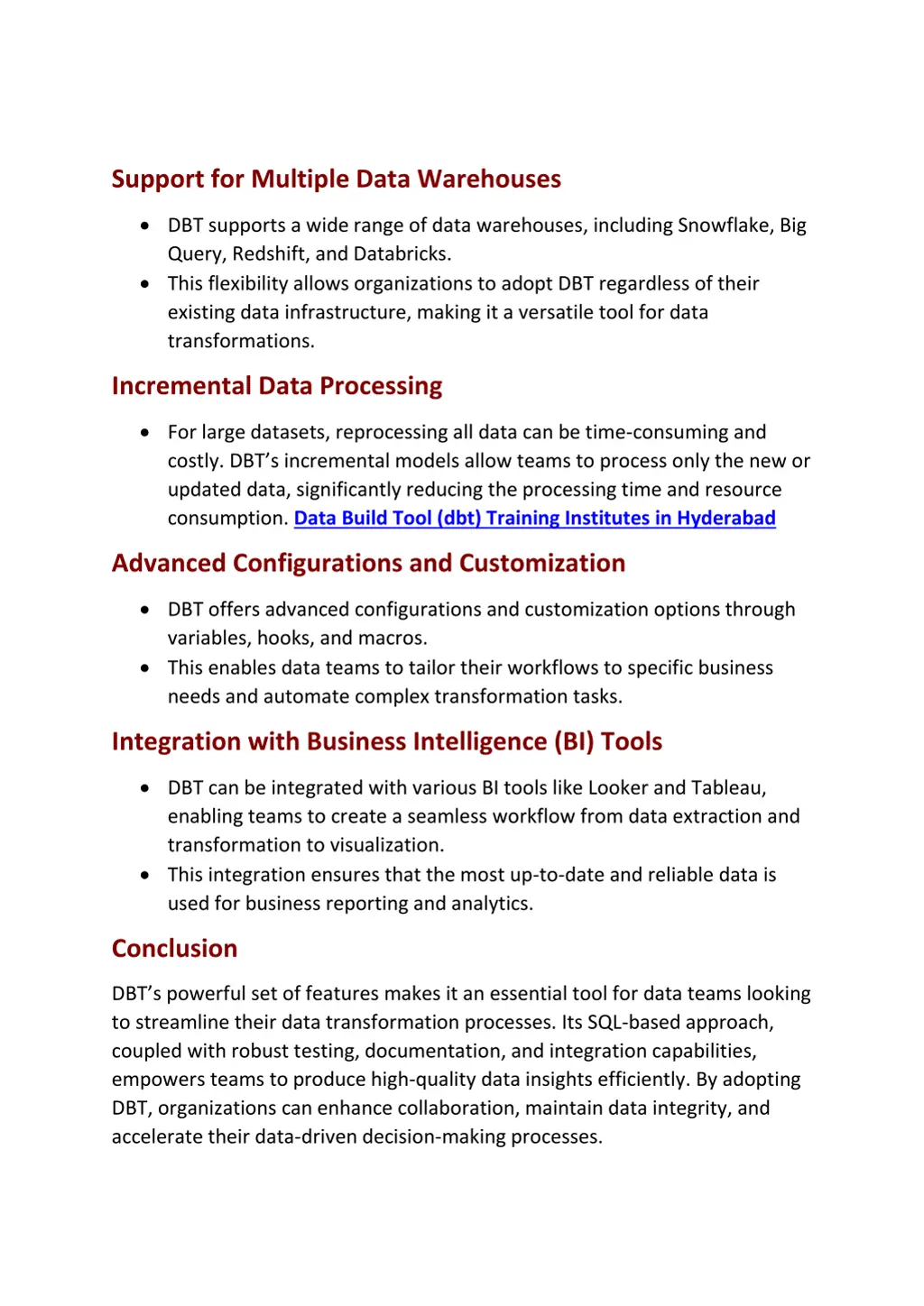 support for multiple data warehouses