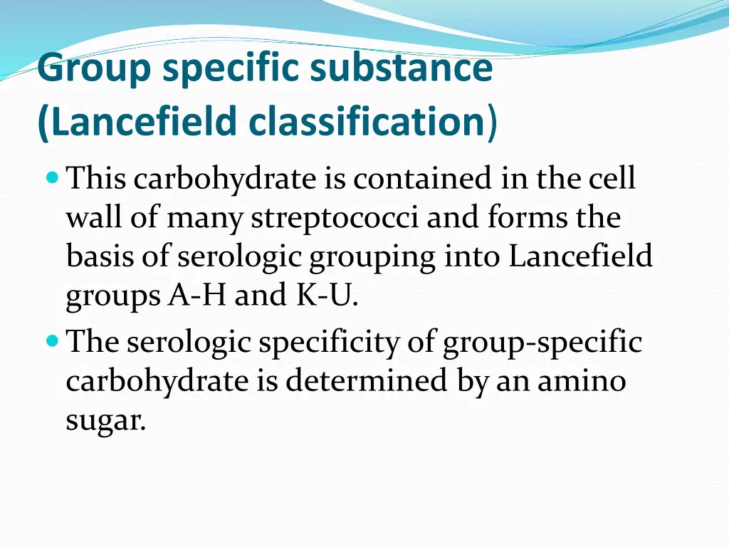 group specific substance lancefield classification