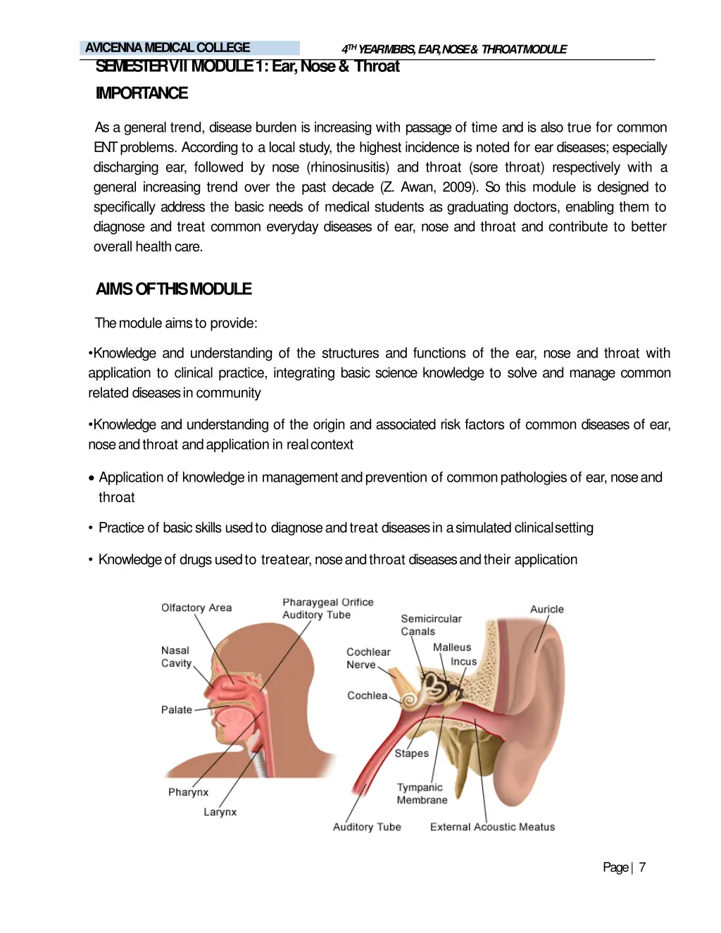 avicenna medical college semester vii module