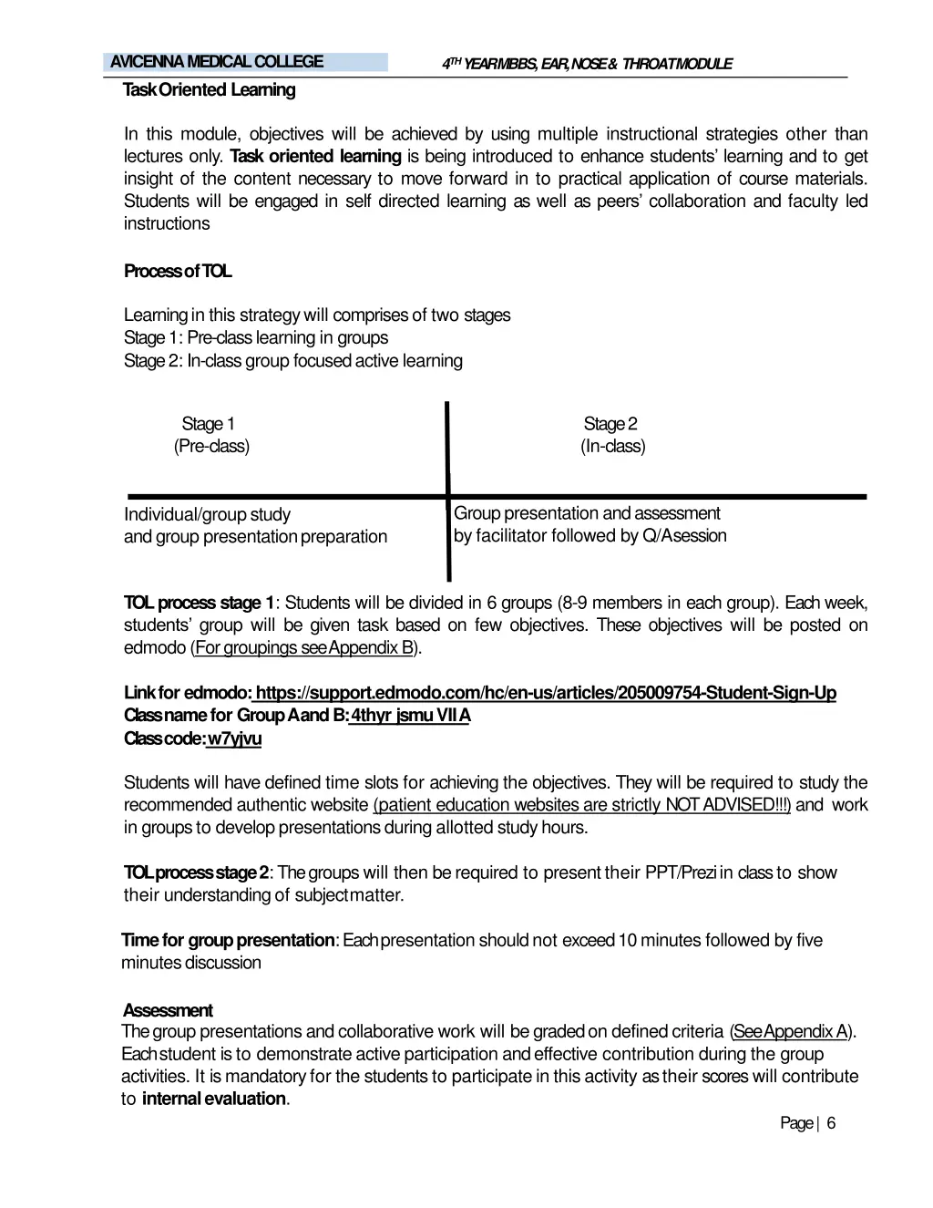 avicenna medical college task orientedlearning