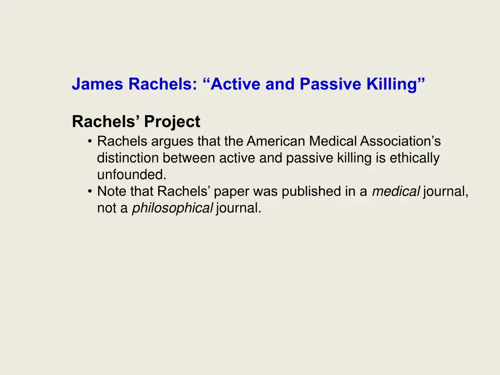 james rachels active and passive killing