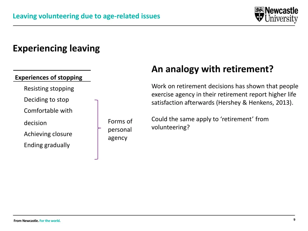 leaving volunteering due to age related issues 7