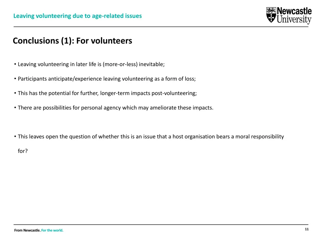 leaving volunteering due to age related issues 9