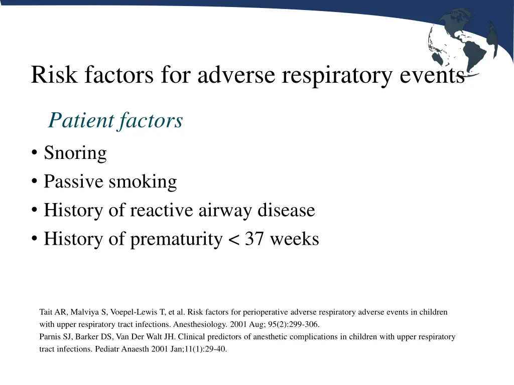 risk factors for adverse respiratory events 1