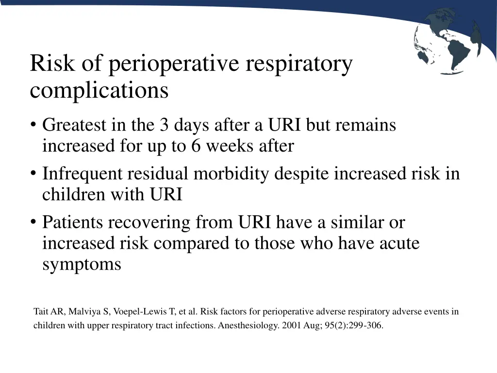 risk of perioperative respiratory complications