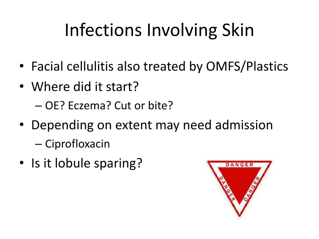 infections involving skin