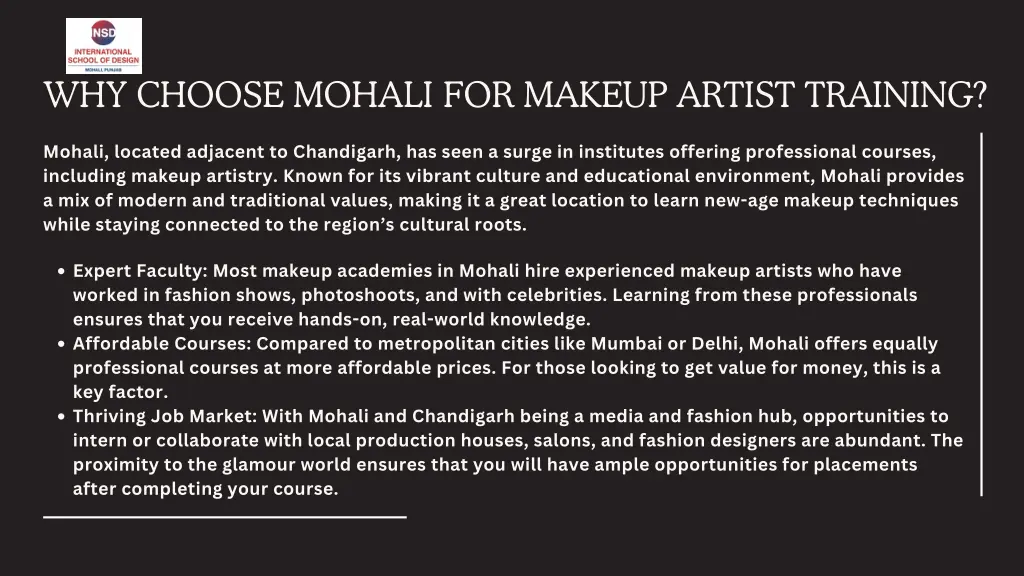 why choose mohali for makeup artist training