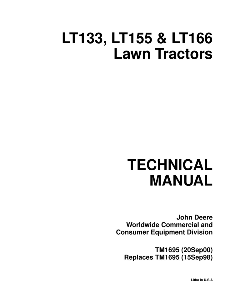 lt133 lt155 lt166 lawn tractors