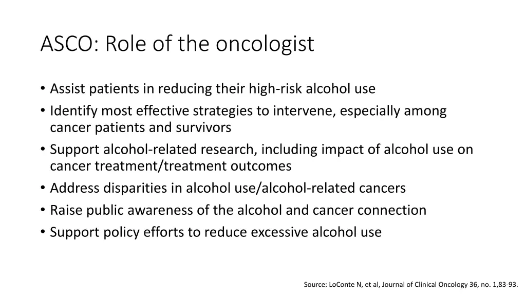 asco role of the oncologist