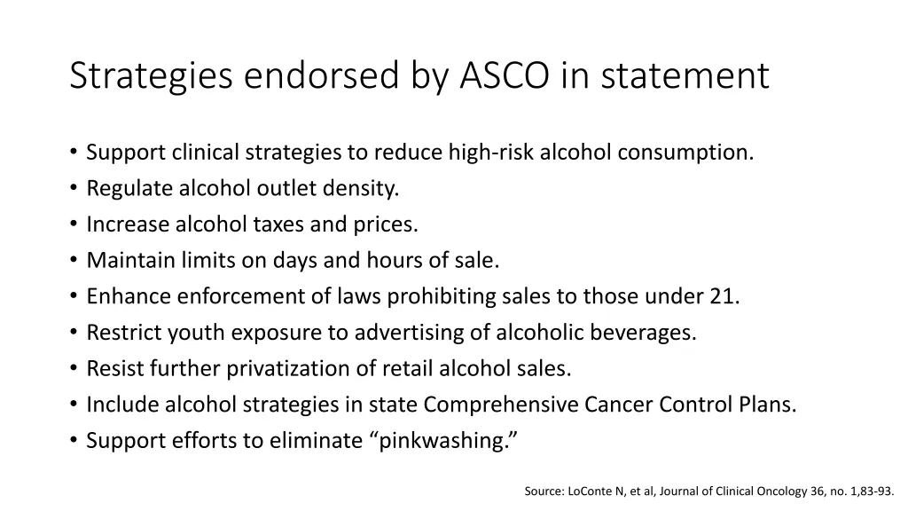 strategies endorsed by asco in statement