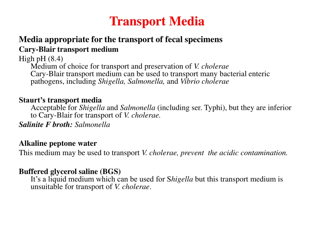 transport media