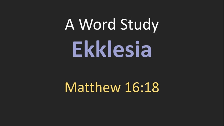 a word study ekklesia