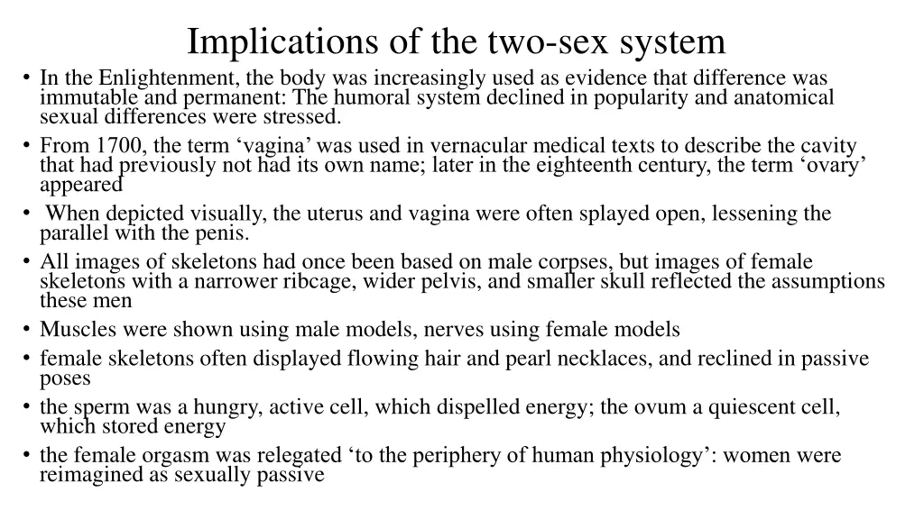 implications of the two sex system