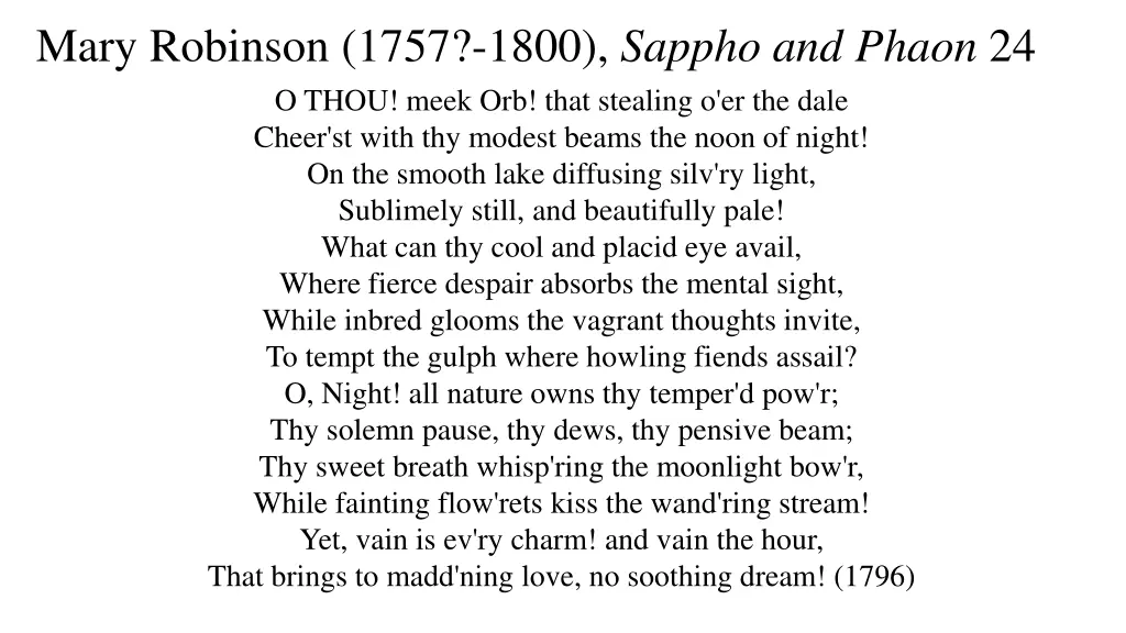 mary robinson 1757 1800 sappho and phaon