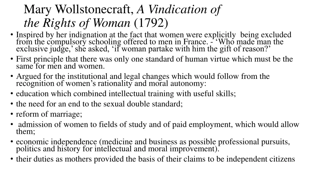 mary wollstonecraft a vindication of the rights