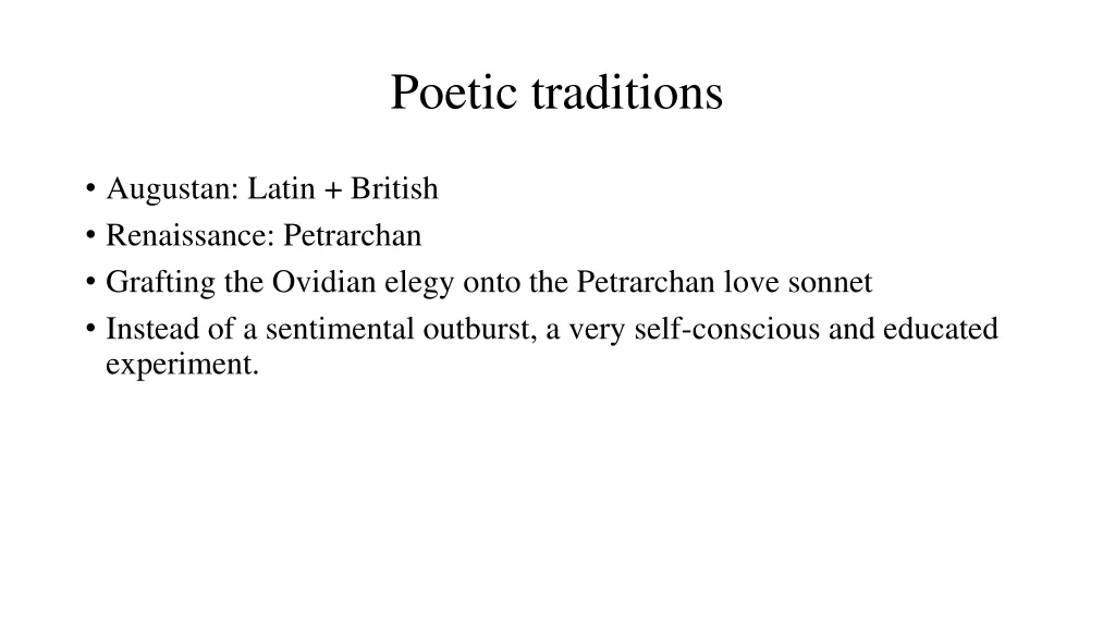 poetic traditions