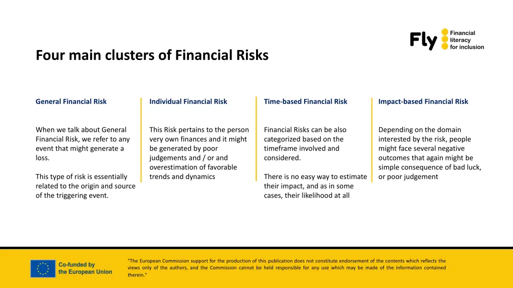 four main clusters of financial risks