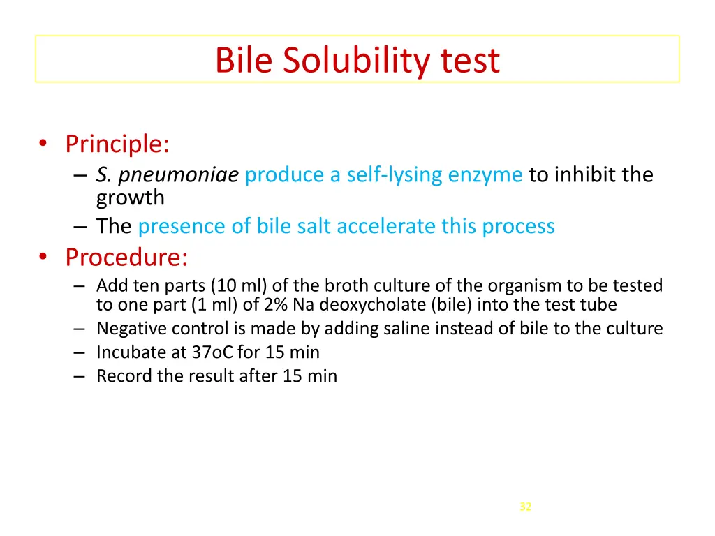 bile solubility test