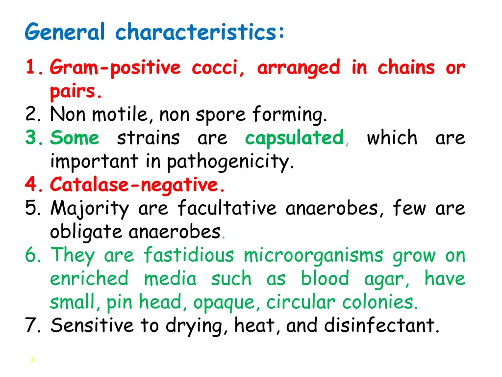 general characteristics 1 gram positive cocci