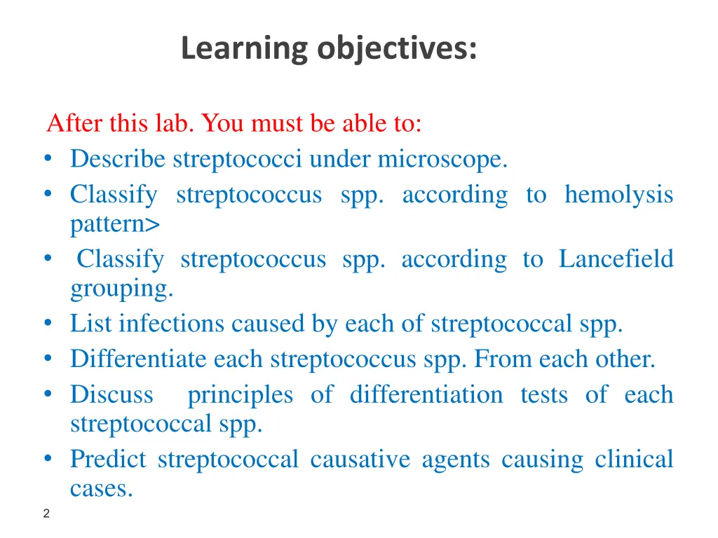 learning objectives