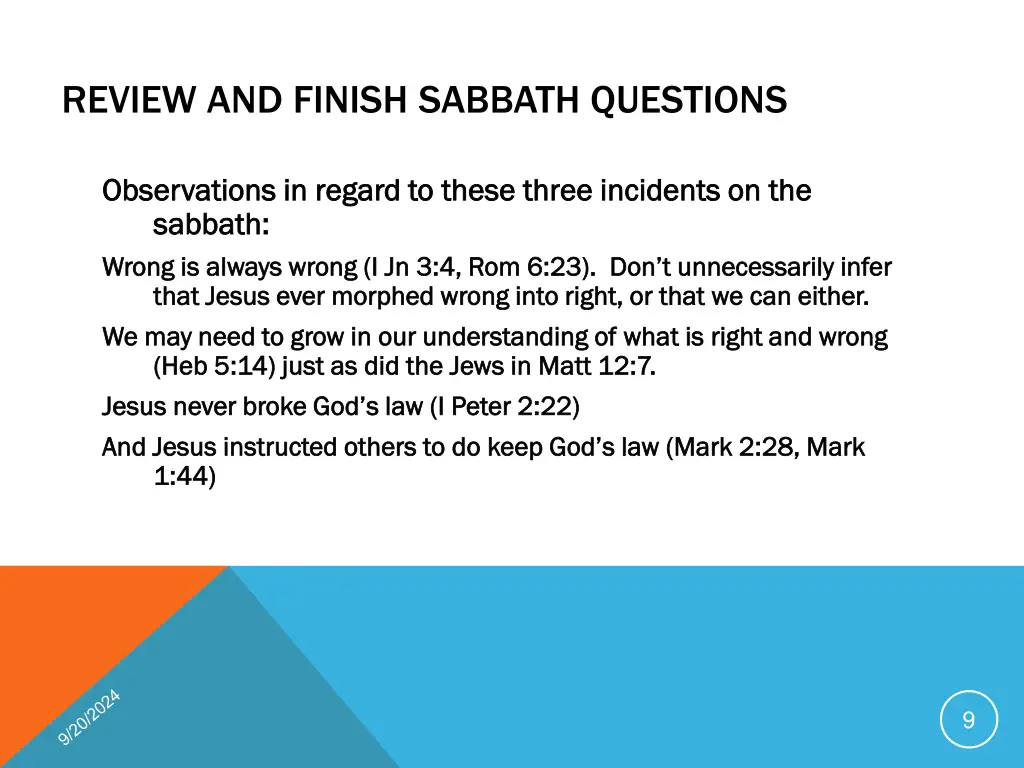 review and finish sabbath questions 1