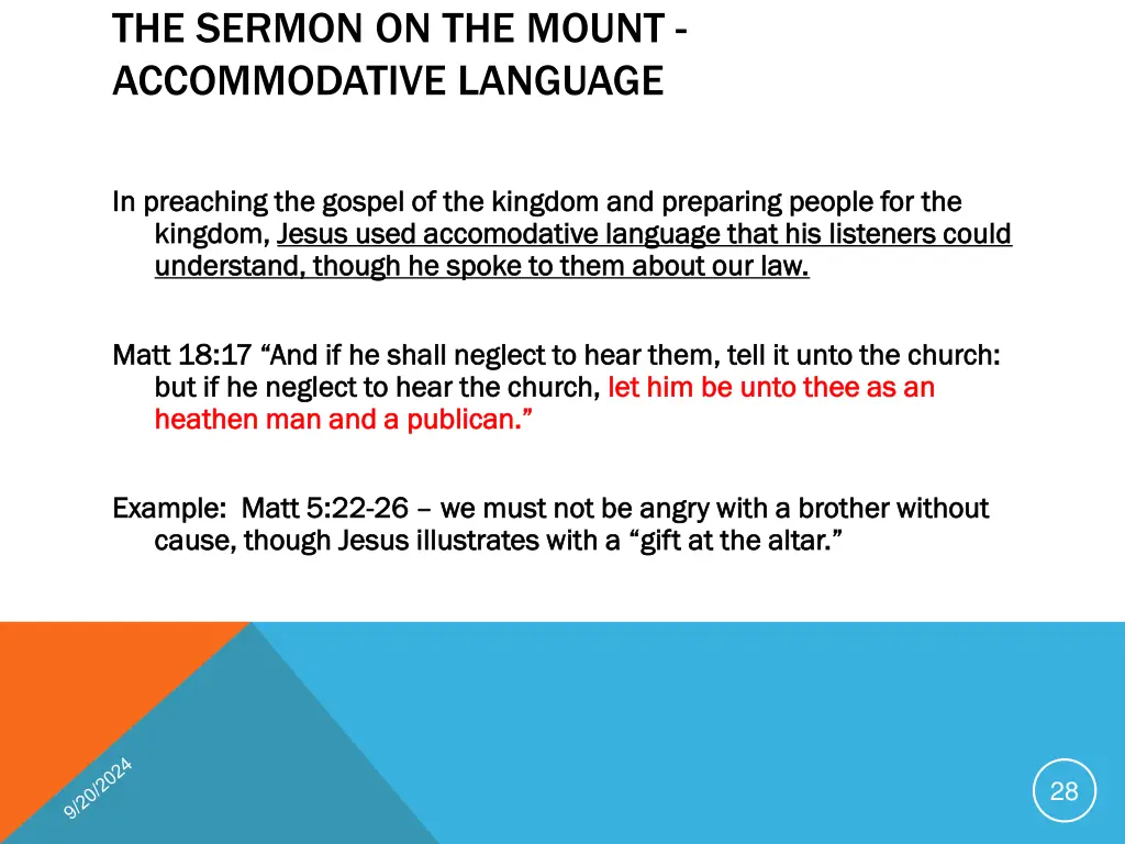 the sermon on the mount accommodative language