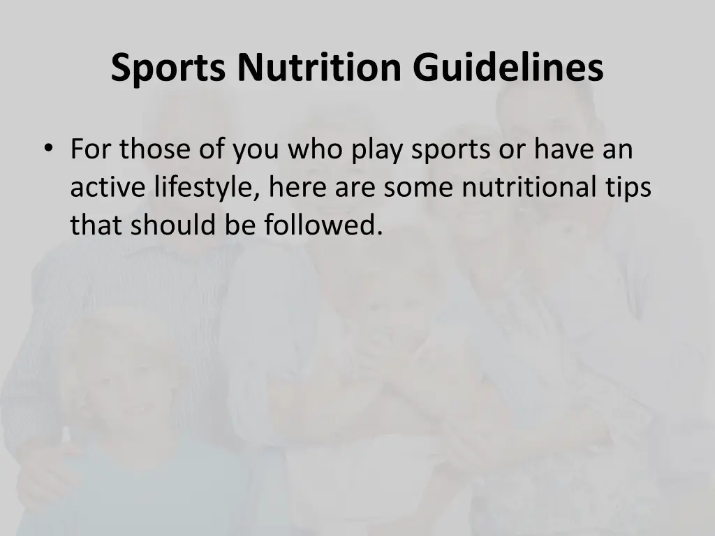 sports nutrition guidelines