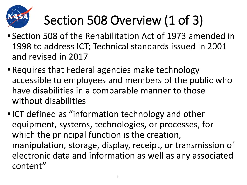 section 508 overview 1 of 3 section 508 overview