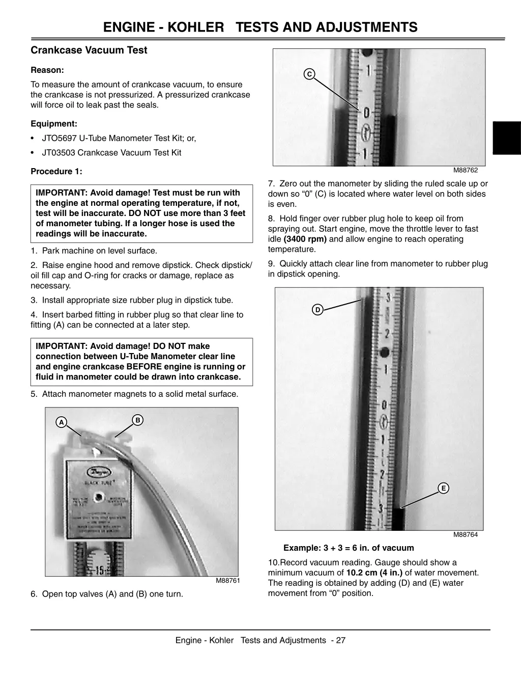 engine kohler tests and adjustments 4