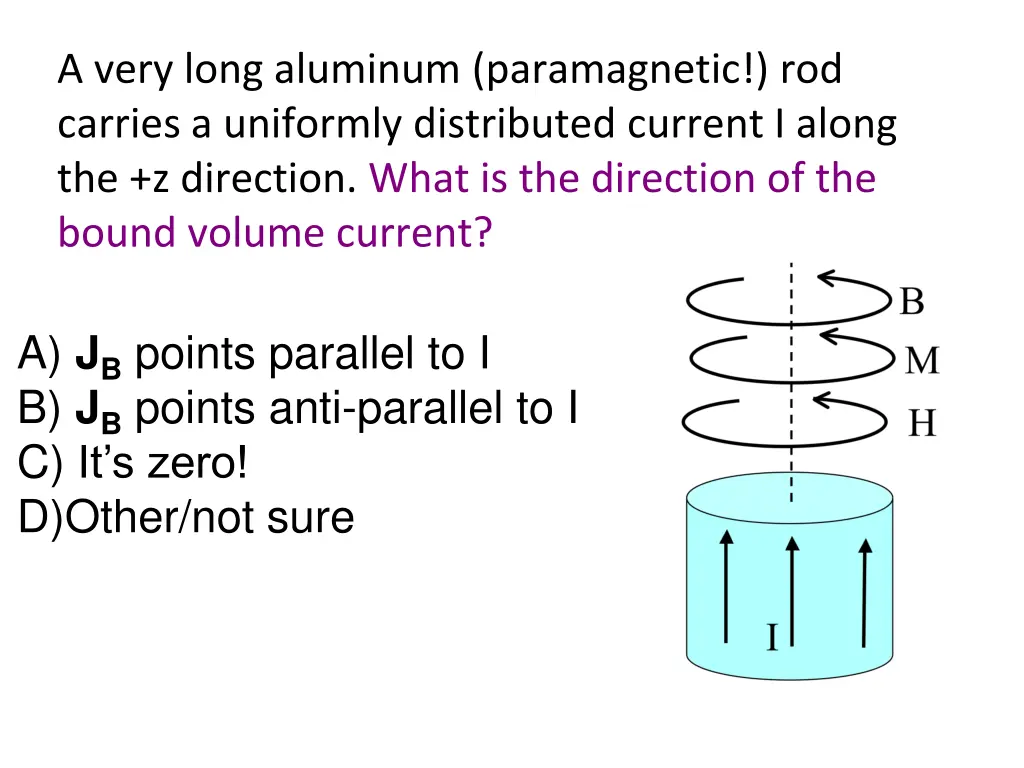 a very long aluminum paramagnetic rod carries 1