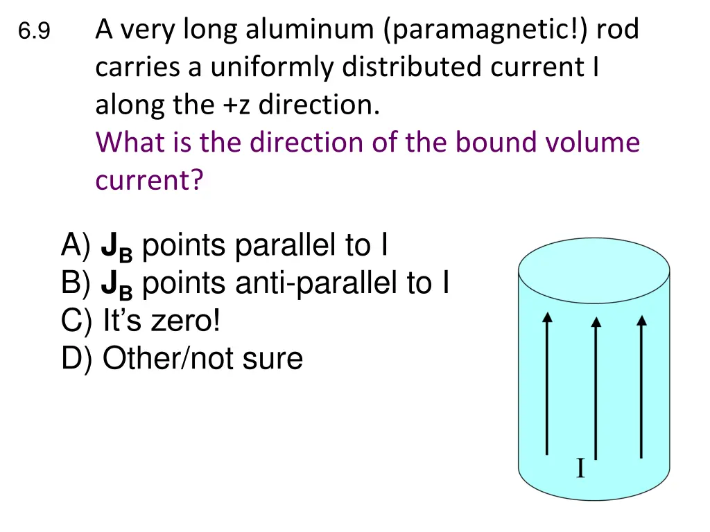 a very long aluminum paramagnetic rod carries