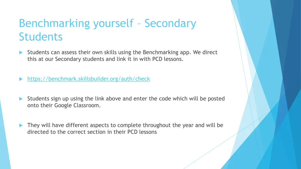 benchmarking yourself secondary students