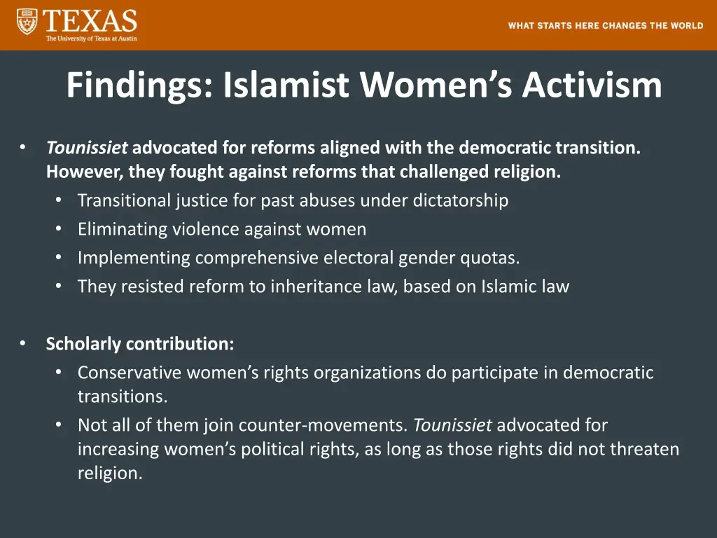 findings islamist women s activism