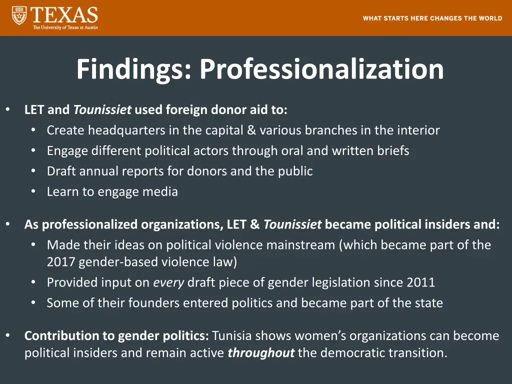 findings professionalization