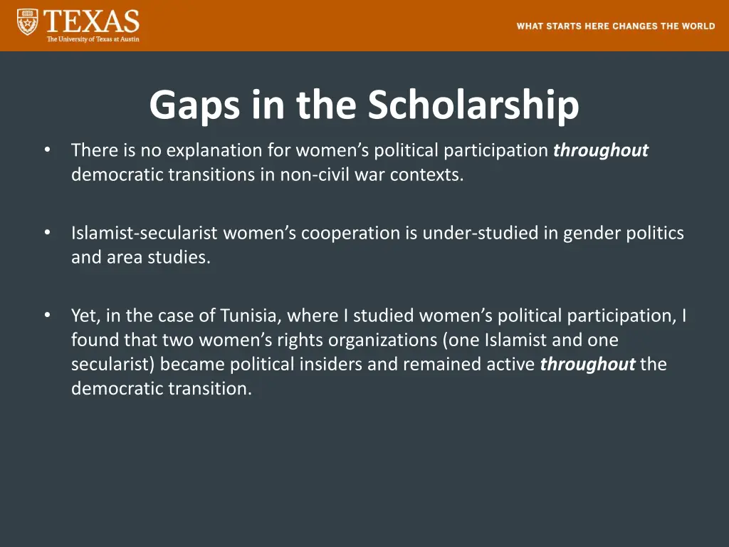 gaps in the scholarship